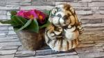 ježková s květináčem,osazovací keramická dekorace