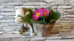 pes štěně+květináč,keramická osazovací zahradní dekorace